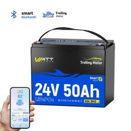 24V 50Ah LiFePO4 hordozható akkumulátor Bluetooth mobilalkalmazás felügyelettel